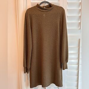 L Love Elegant Long Sleeve Dress with Shimmer in Brown Size Large